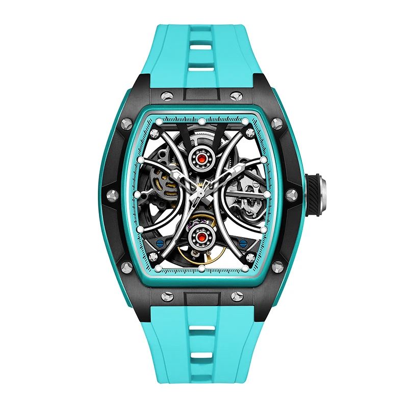 ساعة هيكل عظمي بحركة ميكانيكية أوتوماتيكية، ساعات يد مضيئة مقاومة للماء للرجال والنساء