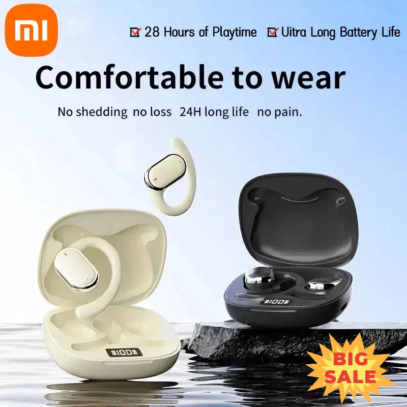 Xiaomi 2024 New TWS Wireless Earphones with Bluetooth 5 Play Back Sport Earbuds with LED Display Earhooks and Built-in Mic