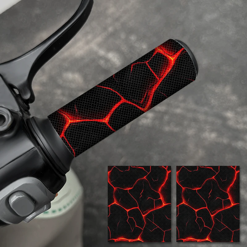 2PCS Crack Motorcycle Grip Stickers Diamond Pattern Waterproof Anti Slip Stickers for Modified Electric Bicycles and Scooters