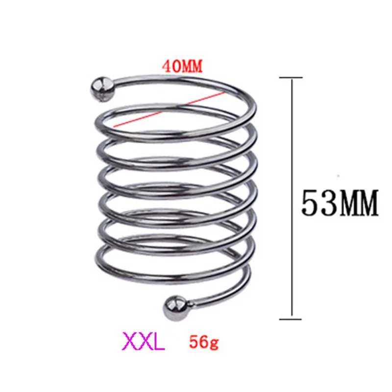 BDSM Male Delay Ejaculation Stainless Steel Penis Dildo Ring Spiral Cock Rings Spring Extended Dick Cage Slave Sex Toys for Men