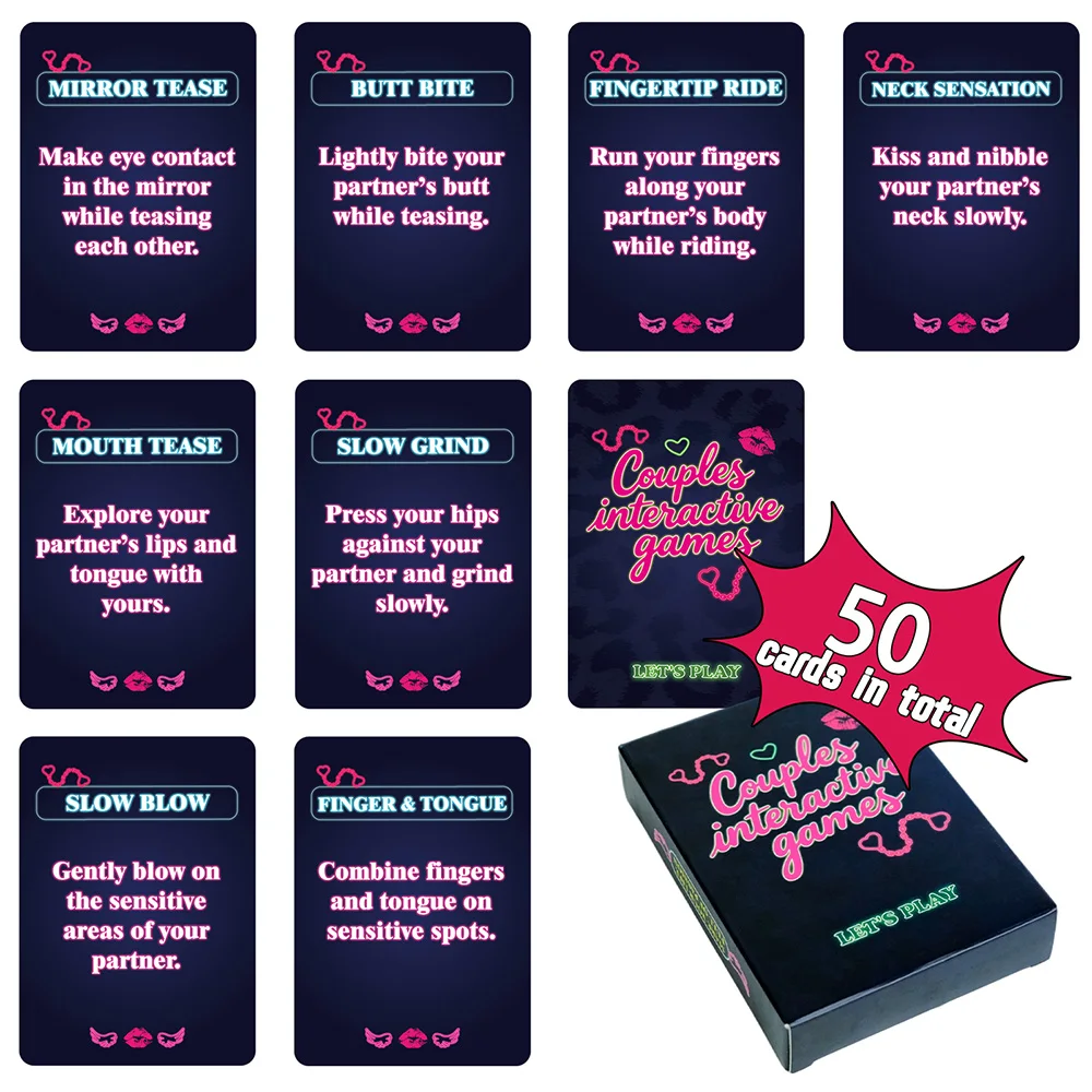 

50PCS Couples Romantic Conversation Cards Flirty Interactive Date Night Game Love Q&A Challenge Card Set Valentine Party Gifts