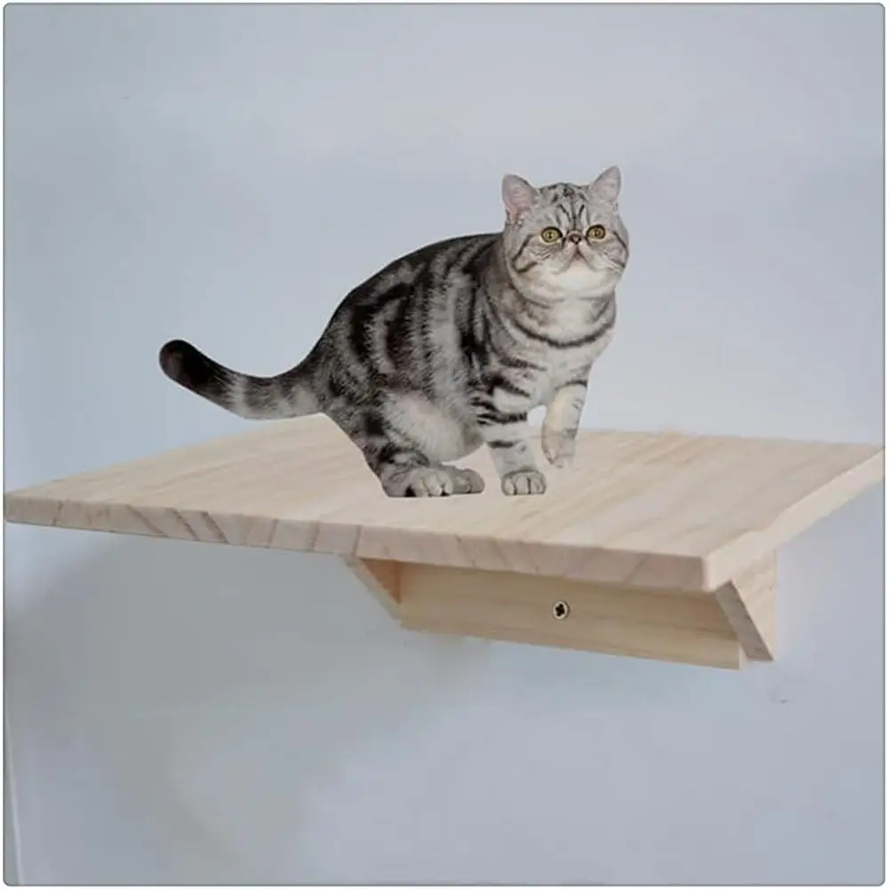 

Solid Wood Wall-Mounted Cat Tree with Jumping Platform for Kittens, Various Sizes (25cm x 40cm)