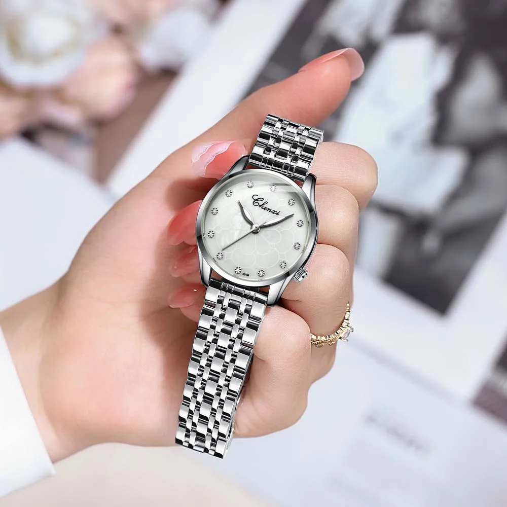 ساعات CHENXI النسائية، نماذج بسيطة من ساعات السيدات، ساعة كوارتز رائعة مقاومة للماء، هدية مضيئة للنساء