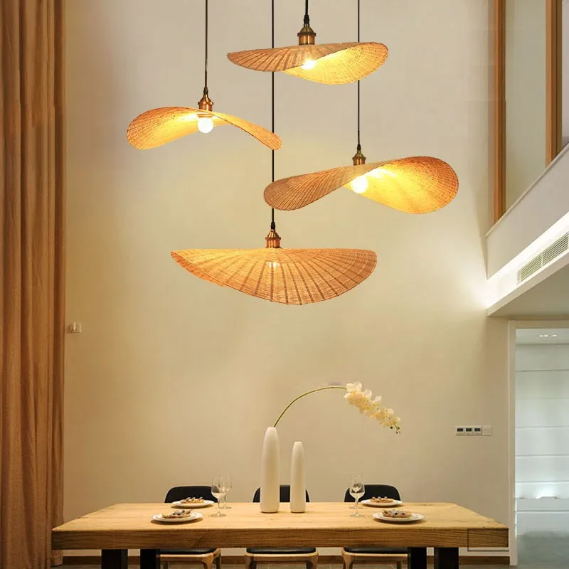 

Rattan Pendant Light japanes style Handmade Weaving light for Asia Restaurant minimalist furniture living room farmhouse light