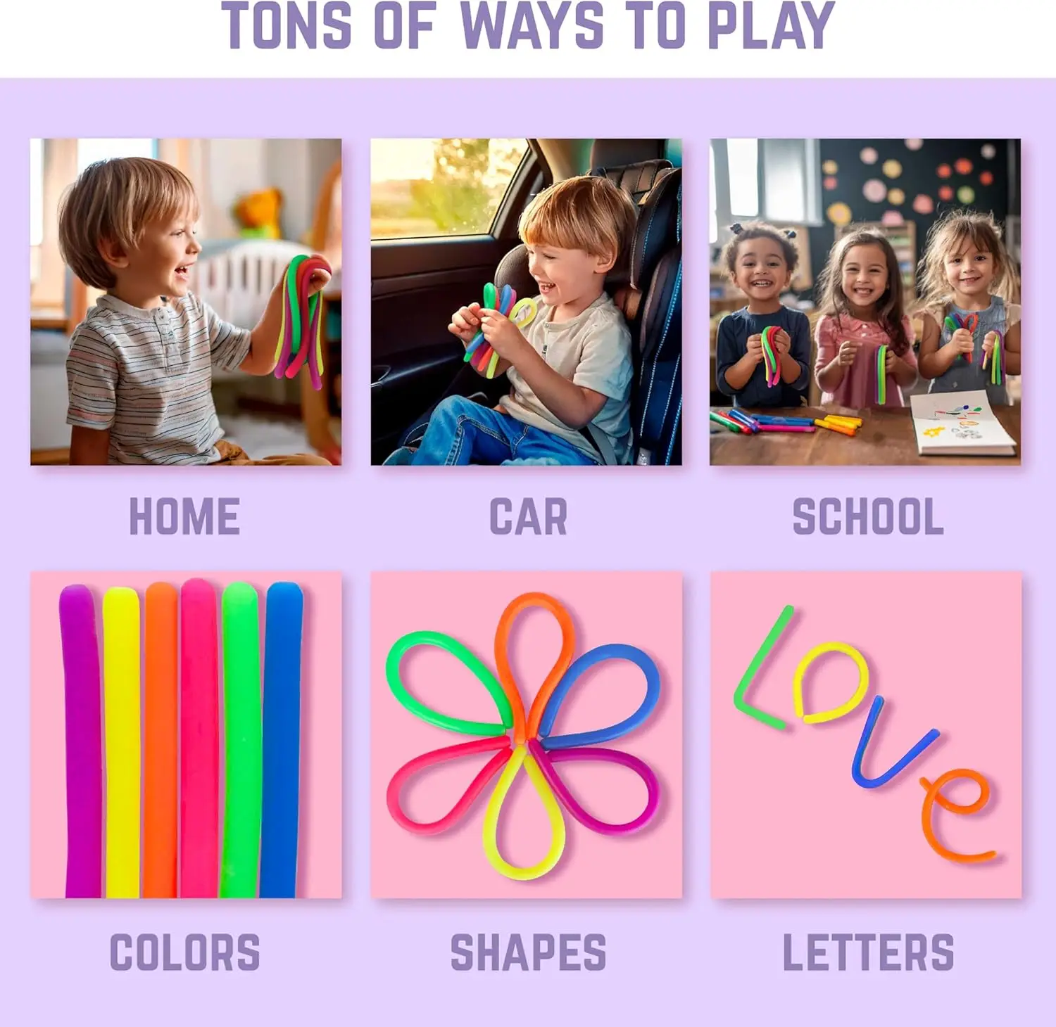 Jouets sensoriels à cordes extensibles, 6 paquets, résistance à presser, renforcer les bras, nouilles, anti-Stress, jouets pour enfants et adultes