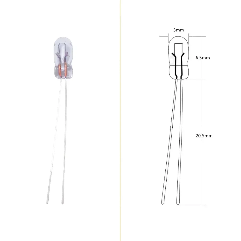 Imagem -05 - Miniatura mm 12v Lâmpada de Filamento Incandescente t3 Lâmpada Halógena Quartzo Vidro Transparente Luzes Indicadoras Laterais 20 Peças em