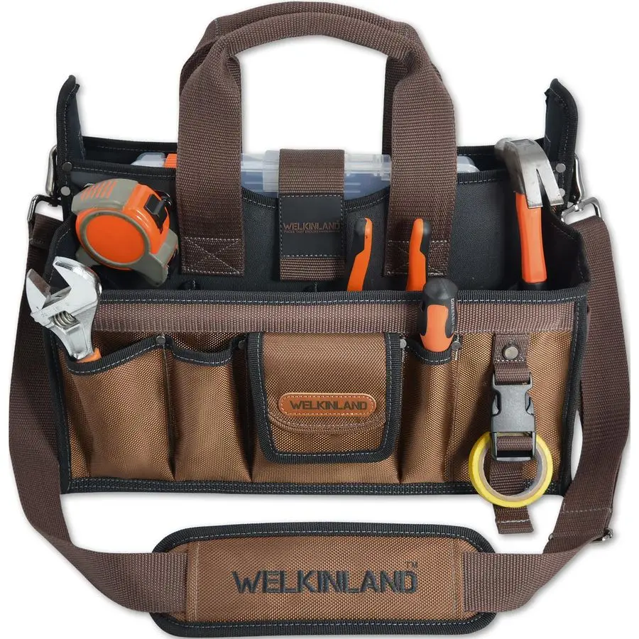 20Pockets Tool Tote Bag, 16 Electrician Tool Bag, OpenTop Tool Bag, StayUp HVAC Tools Bag, Brown Tech Tools Bags, HVAC Bag, Tool