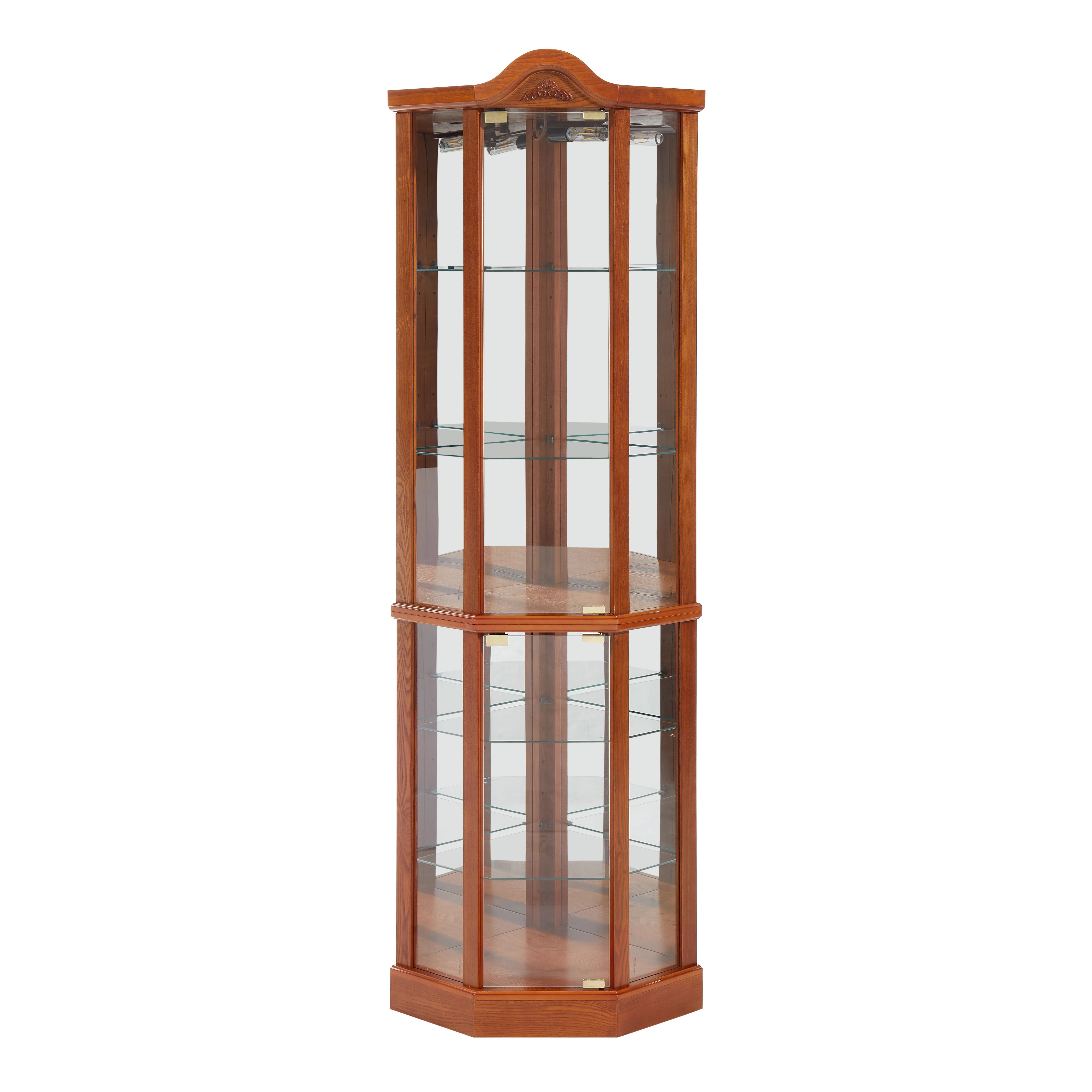 

Glass Cabinet Lighted Corner Cabinet Corner Display Curio Cabinet, Glass Display With Light(Included)Bar Cabinet