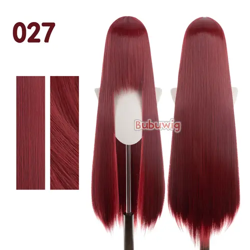 Bubuwig Synthetic Hair 100cm Long Straight Pure Color Cosplay Wigs Over 100 Colors Black White Red Blue Brown Wig Heat Resistant - Image 88