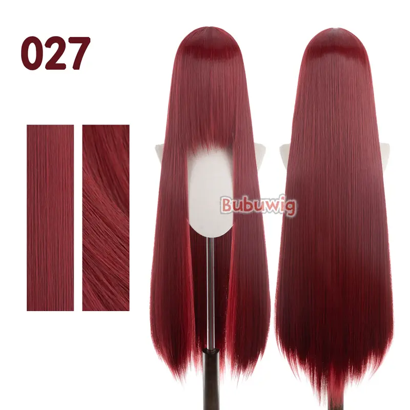 Bubuwig Synthetic Hair 100cm Long Straight Pure Color Cosplay Wigs Over 100 Colors Black White Red Blue Brown Wig Heat Resistant - Image 88