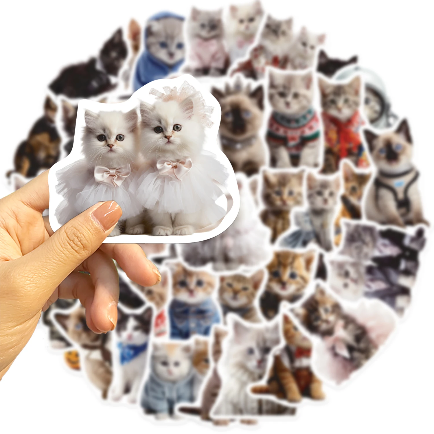 50PCS Cute Cat Animals Kawaii DIY Stickers For Waterproof Skateboard Laptop Phone Diary Car Vinyl PVC Decoration Stickers