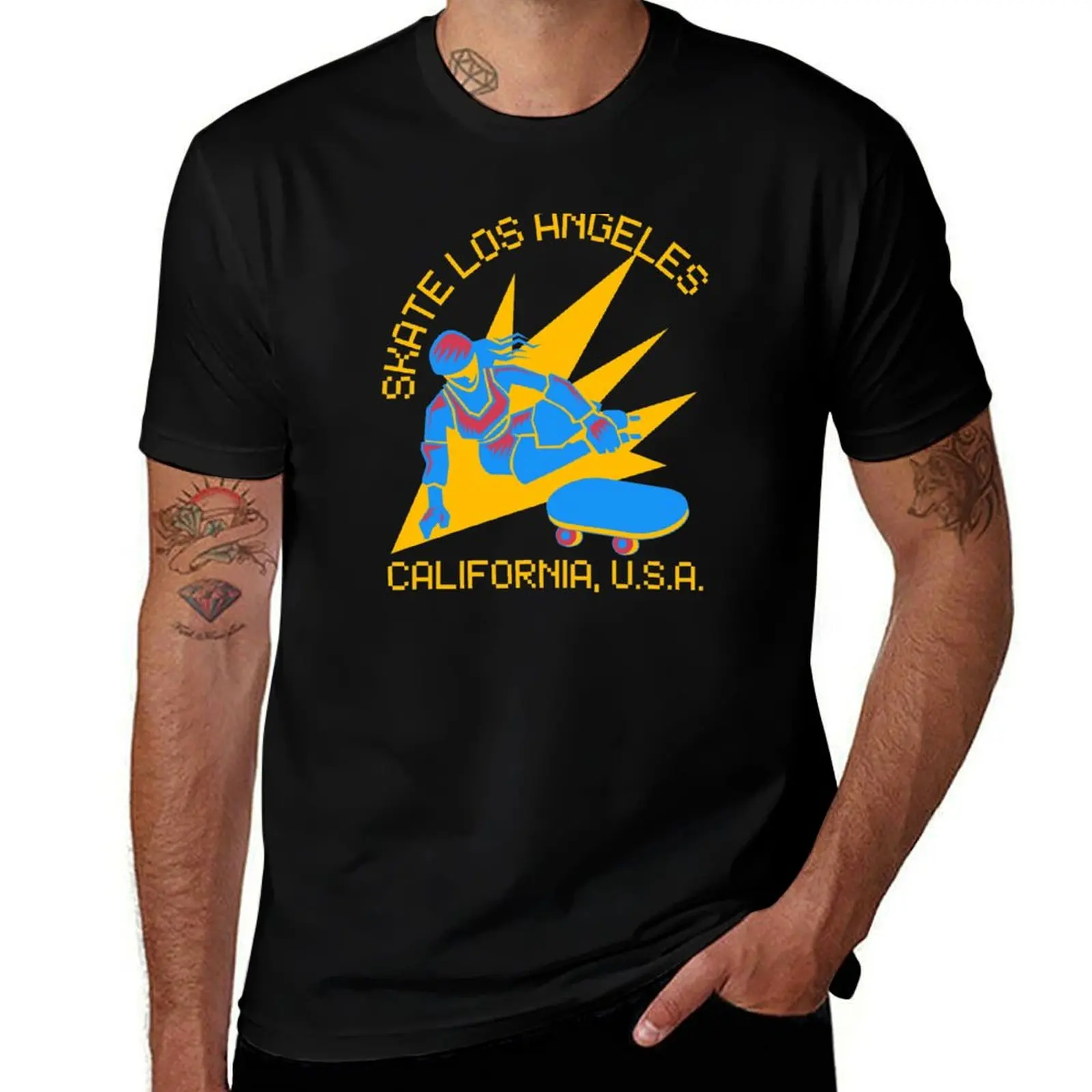 T-Shirt Rollerblading / California Skateboarding - Los Eighties Angeles T-Shirt Retro tshirt Skate man