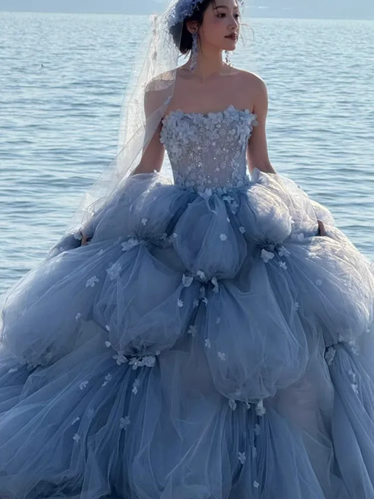 Pink strapless princess dress from "Flower God" 2025 new wedding dress photography and photography flower fairy dress