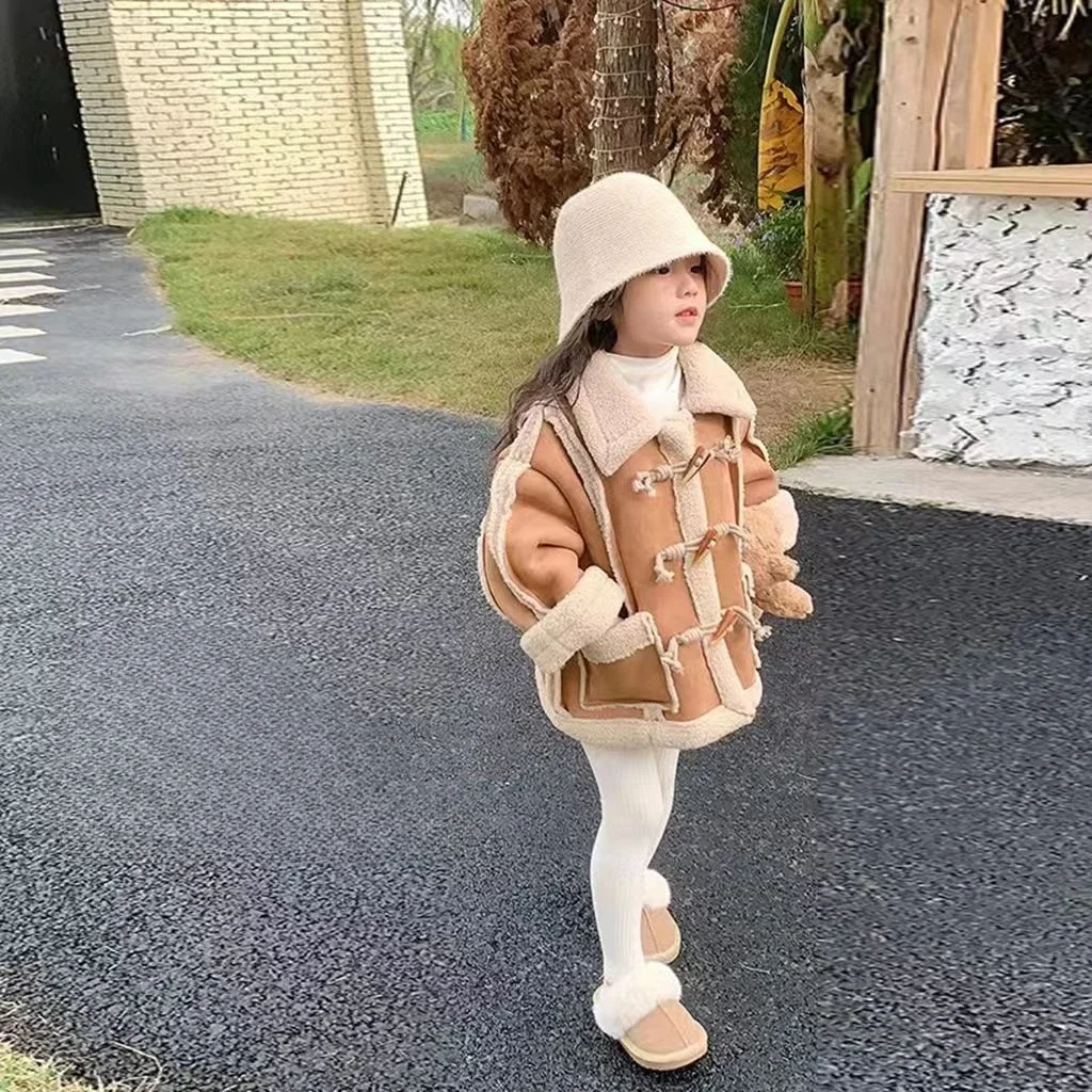 Girls Coat 2023 Plush Warm Kids Tops Casual All-match Korean Version Fashion Winter Clothes for Girls Winter Coat Mixed Colors