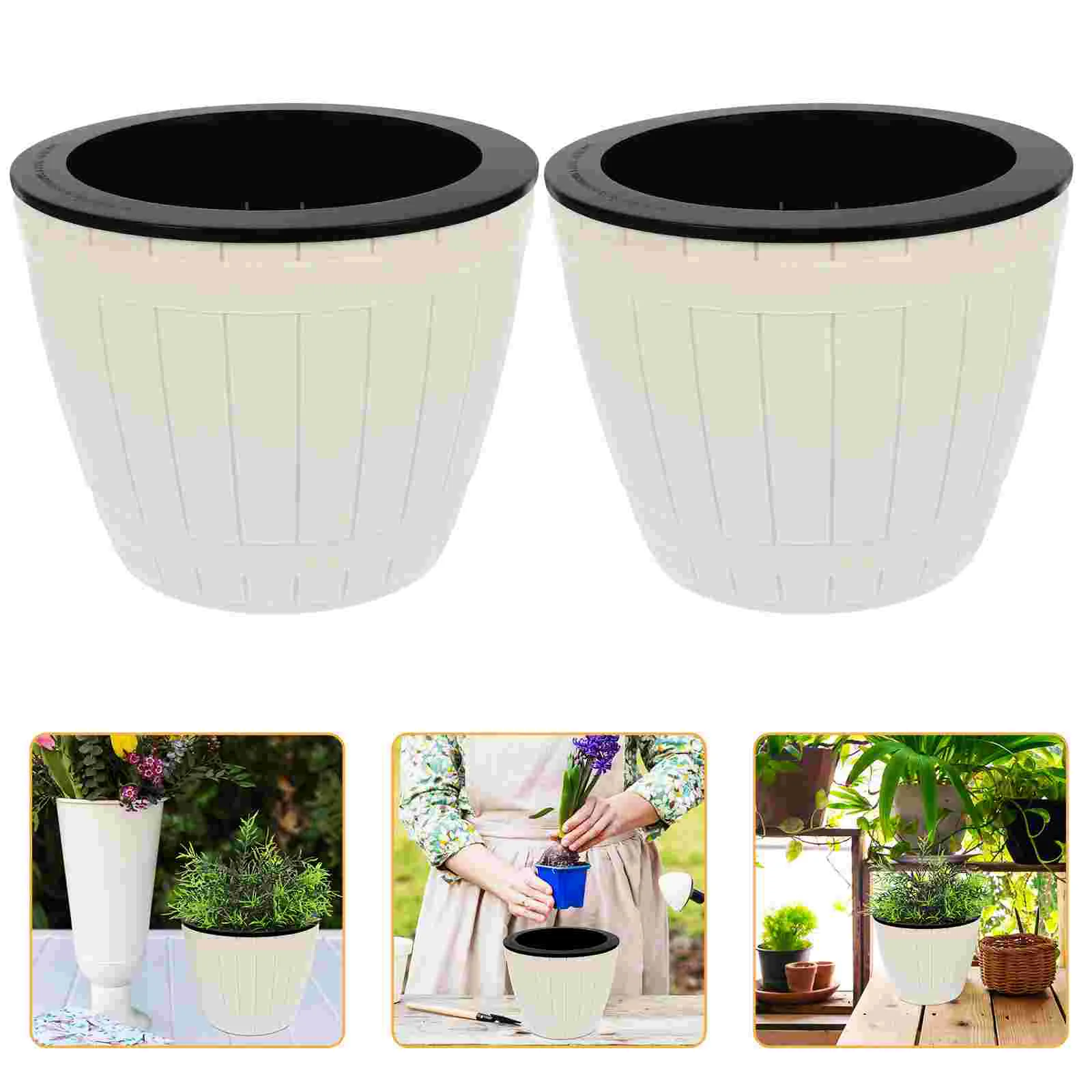 

2 Pcs Pothos Potted Plant Flower Pots Self Watering for Indoor Plants Planter Small Planters Hydroponics Clever