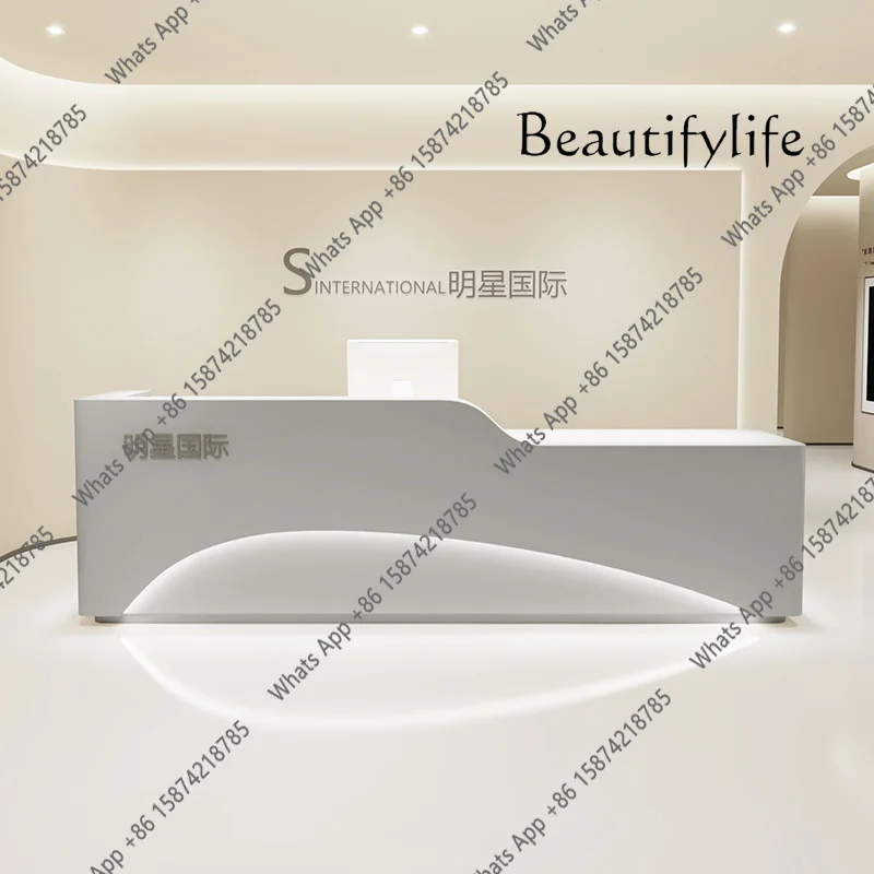 X40 Simple Modern Beauty Salon Checkout Page Nordic Solid Wood Baking Paint Reception Front Desk Customization