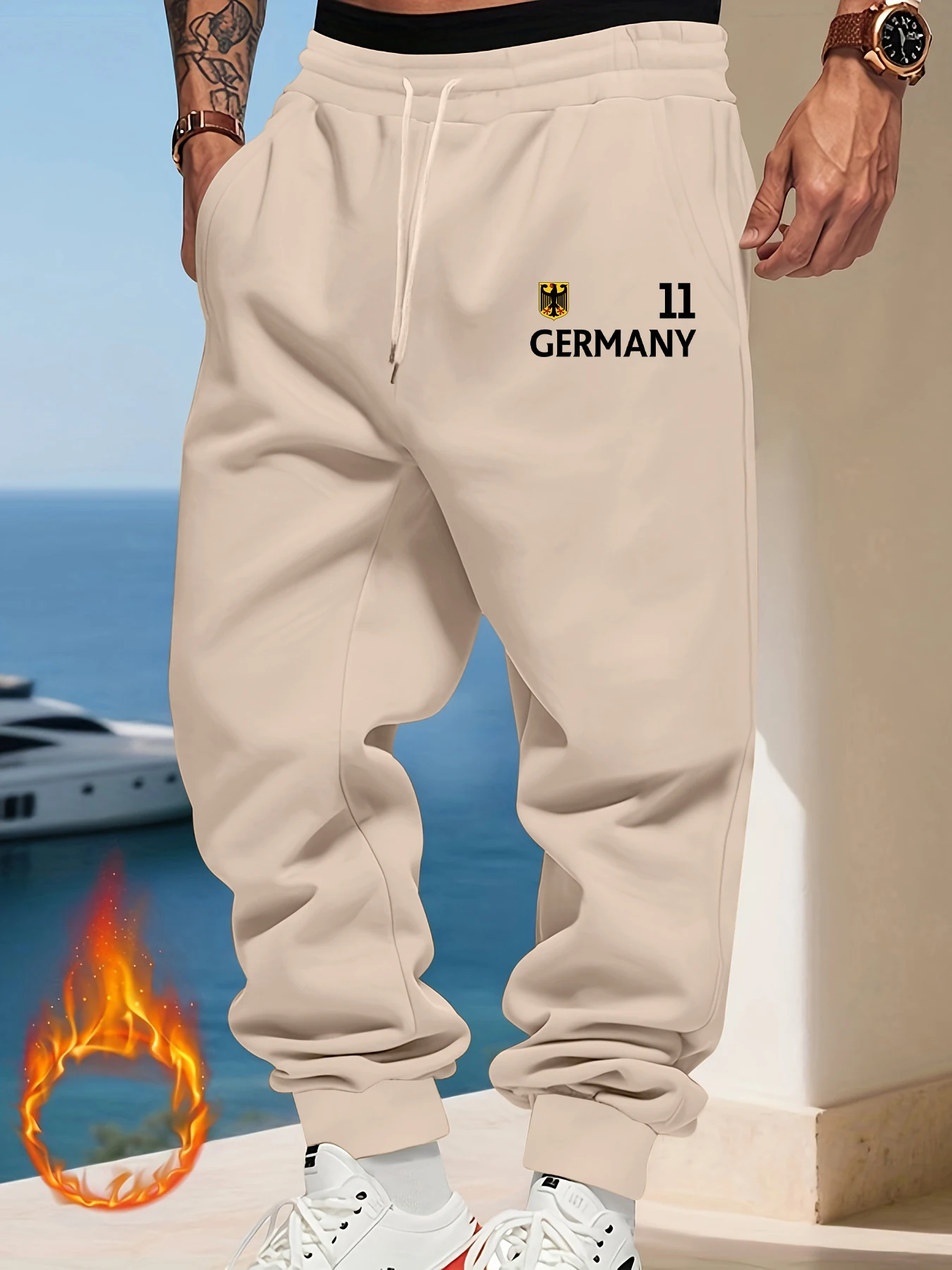 Germany Letter Design Man'S Sweatpants Casual Fashions Long Pants Sports Basic Trousers Soft Elastic Waist All-Match Pant