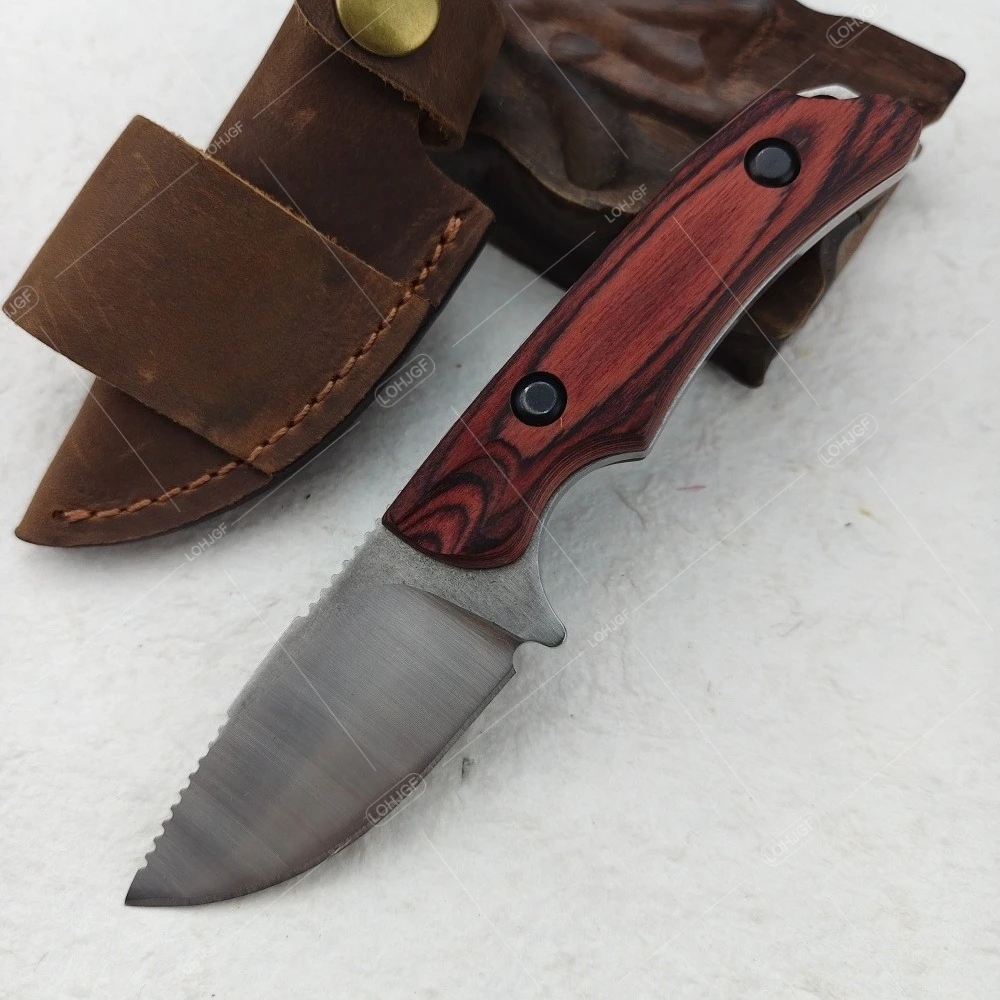 15017  Hidden Canyon Wood Handle Straight Knife with Sheath Camping Utility Picnic Cutting Tools Outdoor Durable Fishing Knives