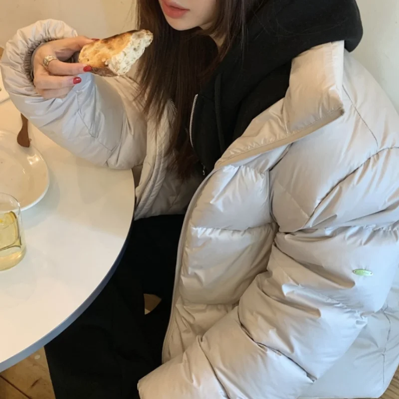 Inverno Nuovo Sle Pane da Donna Cappotto Colletto con Cerniera Allentato Design Versatile Or Cotone Jaet Caldo Sli Capispalla Casuale