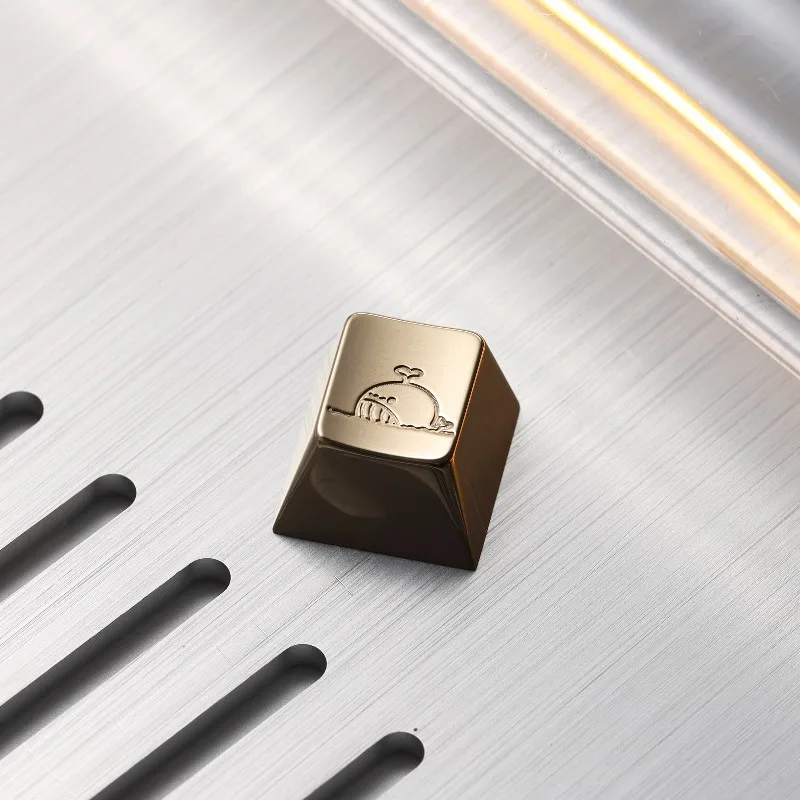 Set Keycaps Tema Paus Kuningan Profil Cherry Logam R4 Keycaps Buatan Tangan Asli Kustom untuk Aksesori Keyboard Mekanis Hadiah