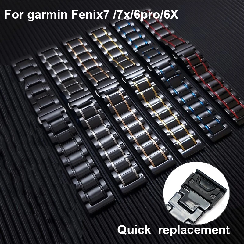 22 26mm Ceramic Strap For Garmin Fenix 7X 7 5 5X Plus 6X 6 Pro 3 HR Enduro Epix Gen 2 Metal Watchband Quickfit Bracelet Correa