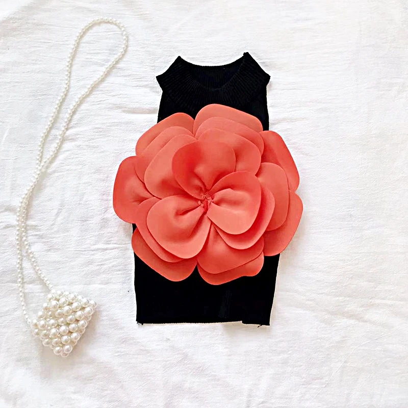 2025 New Summer Tank Top Women Diagonal Collar Three-dimensional Flower Outwear Camisole Summer Camis Hotsweet white top