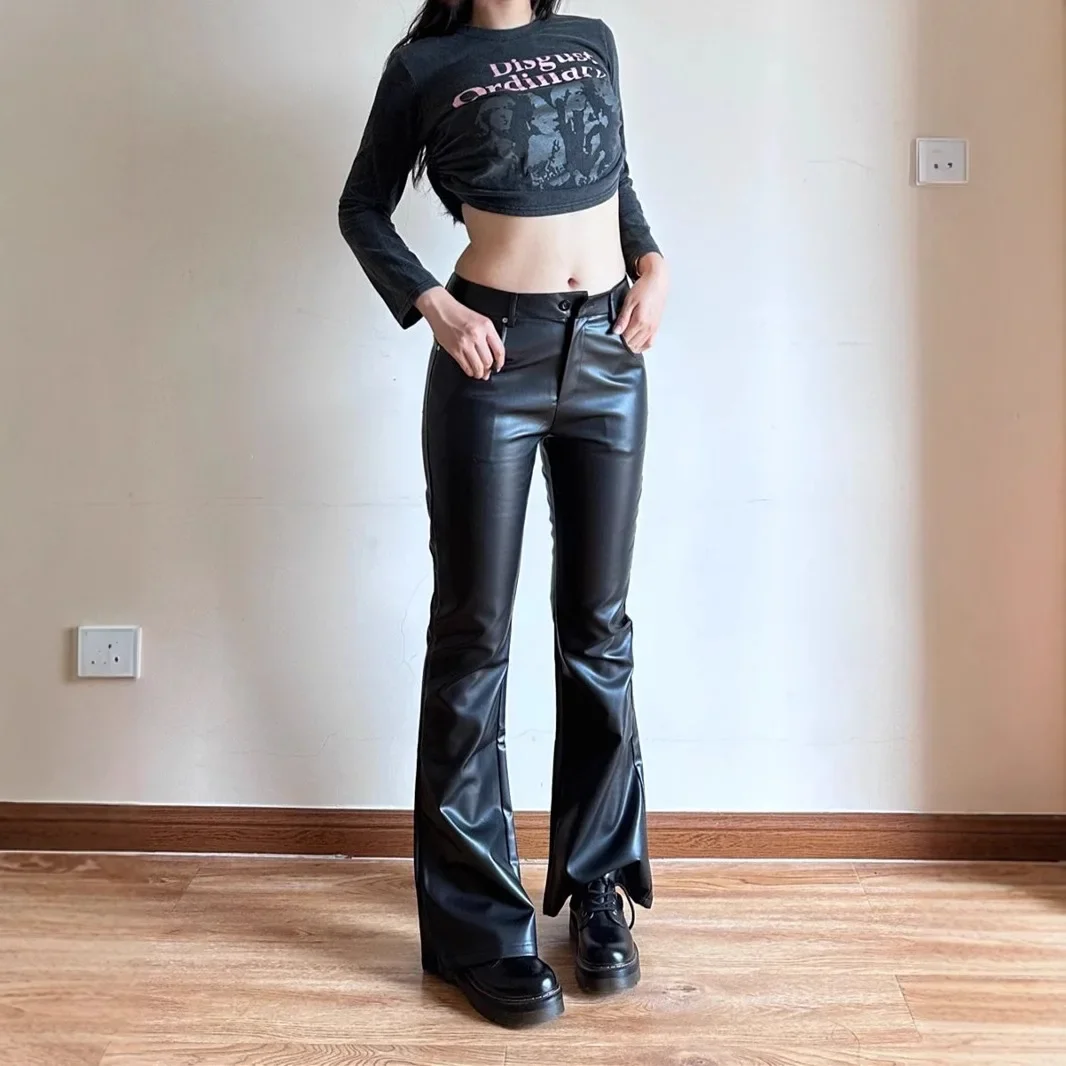 Plus Size Black High-Waisted Micro Flare Women's Pants American Style Sexy Tall Leggings Casual Autumn Fashion Long Pants