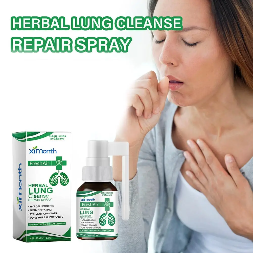 Herbal Lung Cleansing Spray Cough Relief Itchy Throat Breathing Anti Inflammation Liquid Detoxification Lungs Improve Treat Q1W9