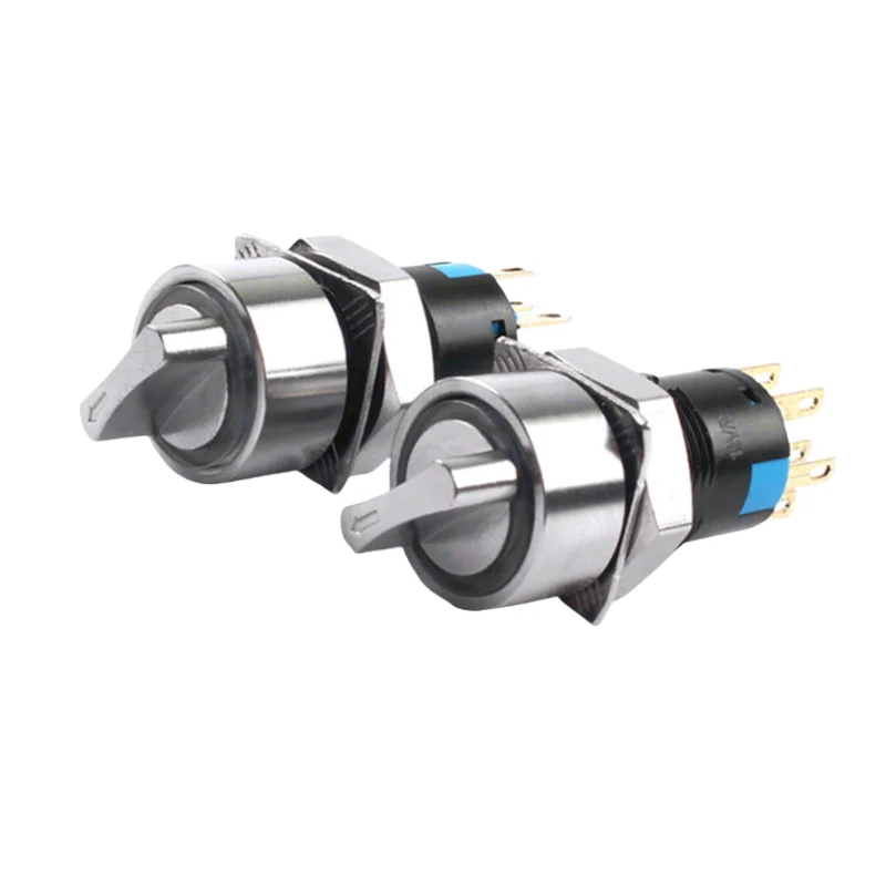16mm Metal Knob Switch Arrow with Light Self-locking/Latching 2 Position 3 Position 3V 6V 12V 24V 220V Rotary Switch