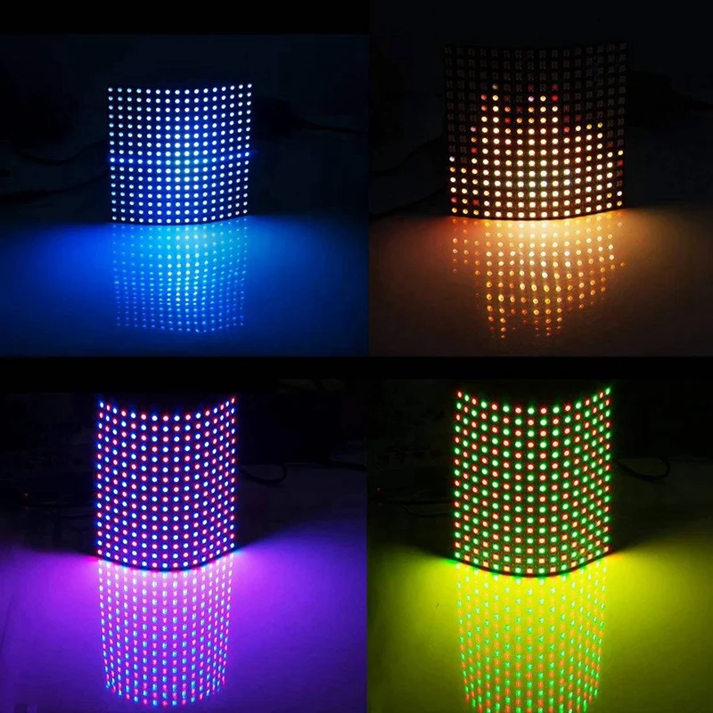 3X WS2812B LED RGB Flexible Pixel Panel 16X16 Individually Addressable Panel Light LED Module Matrix Screen