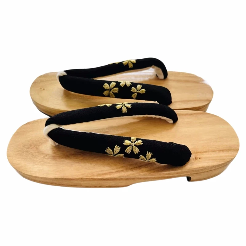 

Женские деревянные сабо, сандалии, уличные тапочки с геометрическим цветочным узором, кимоно в японском стиле, летние шлепанцы гэта, обувь