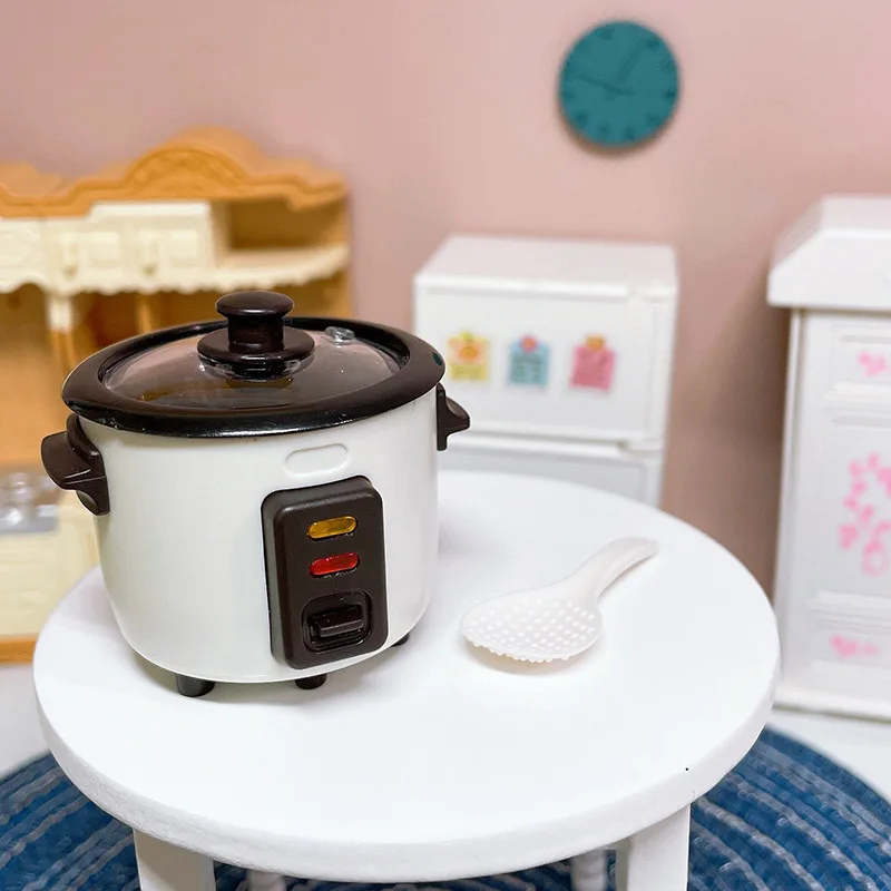 Cocina de arroz en miniatura de simulación de casa de muñecas, Mini modelo eléctrico para jugar en casa, accesorios de escena de comida y juego, 1: