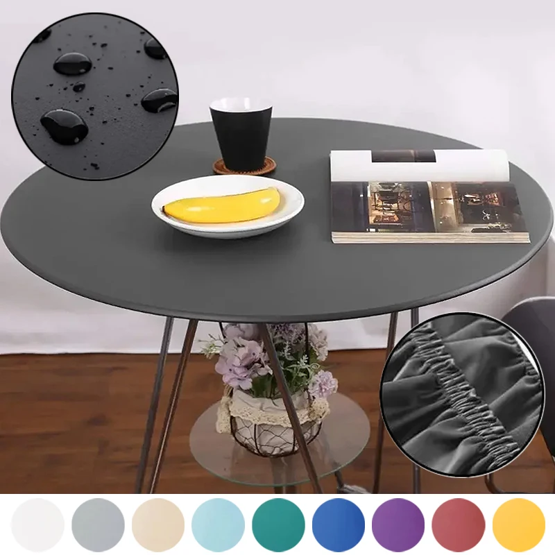 Round Table Cover Protector Cloth Waterproof Polyester Tablecloth Catering Fitted Table Cover with Elastic Edged mantel de mesa