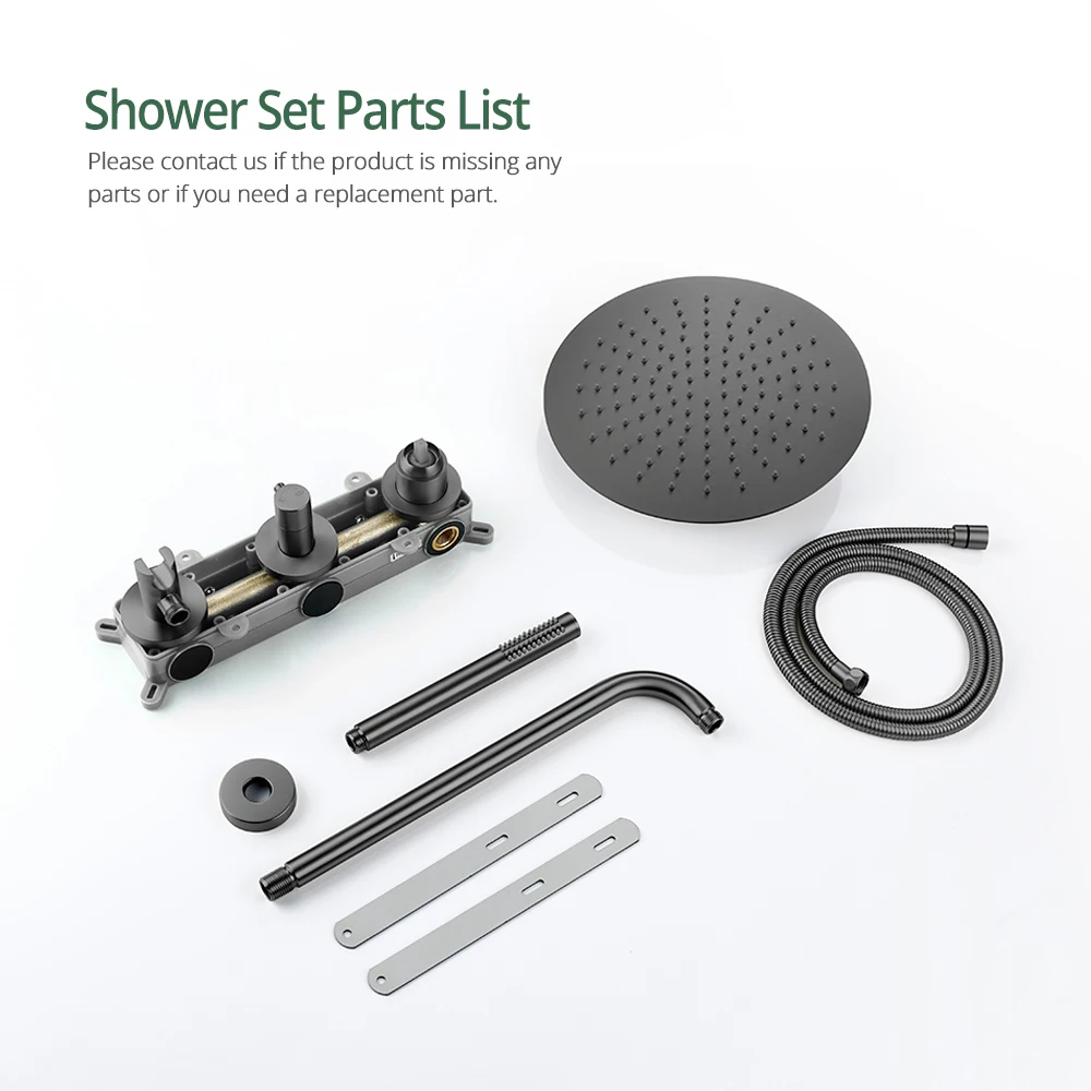 Gunmetal ก๊อกน้ํา 8-16 ''ติดผนังปกปิดควบคุมสนับสนุน Hot & Cold ห้องน้ํา Tap มือถือ 2 วิธีชุดฝักบัวอาบน้ํา