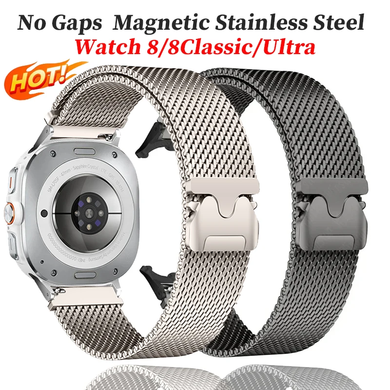 

Миланский ремешок без зазоров для Samsung Galaxy Watch 8 40, 44, 46 мм, магнитный браслет из нержавеющей стали для Galaxy Watch Ultra 47 мм