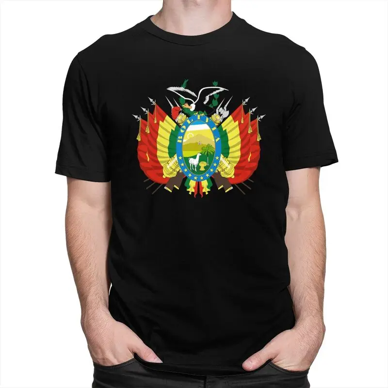 Coat Of Arms Of Bolivia T Shirt Men Cotton Tshirt Handsome Tee Tops Short Sleeves T-shirt Fitted Apparel