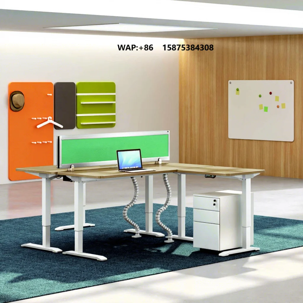 QS-AD04-L L-shape Electric Height Adjustable Office Computer Desk L Shape Standing Computer Desk Height Adjustable Workstation