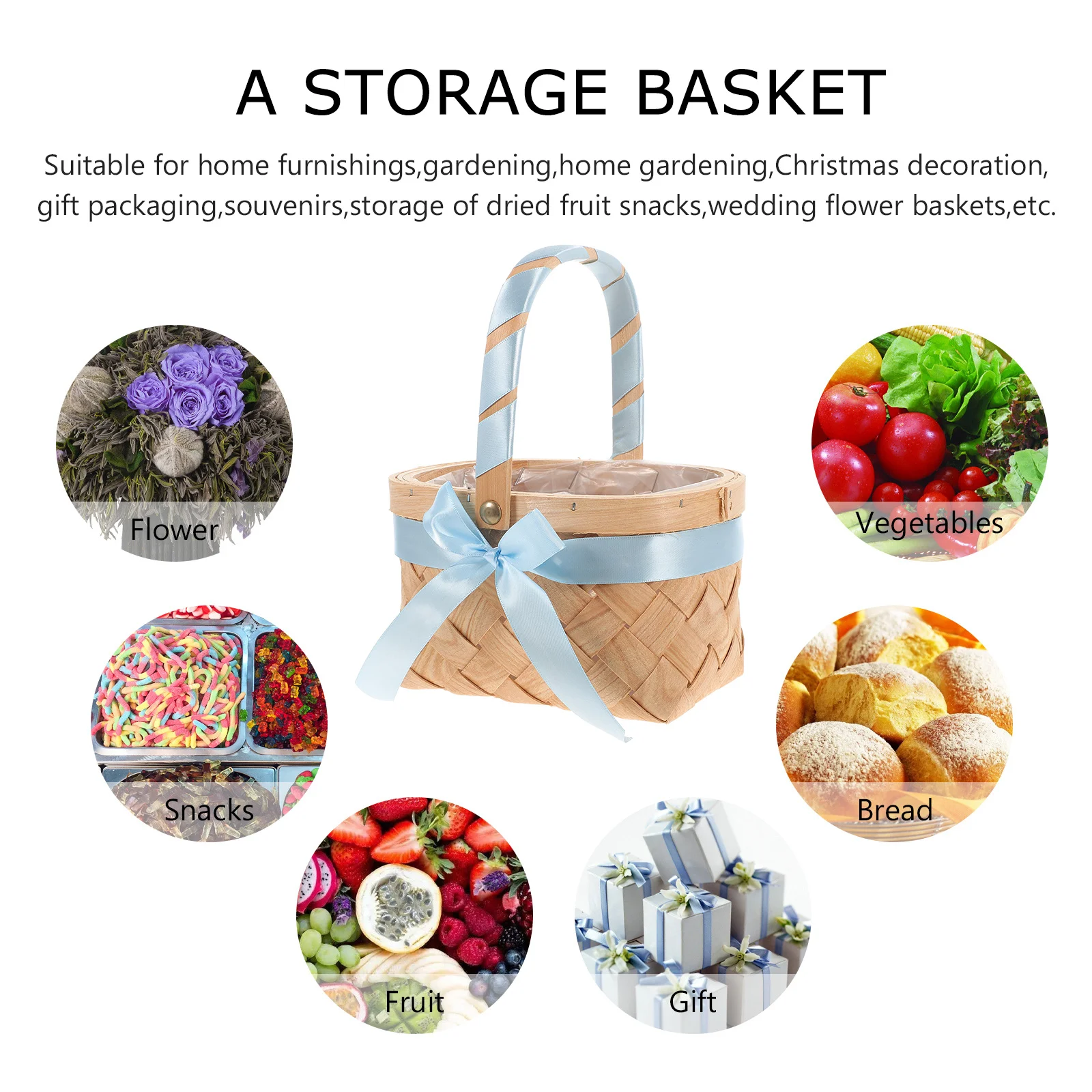 Flower Basket Woven Baskets Wedding Gift for Favors Easter Baby Shower Straw Bride Storage Fruit