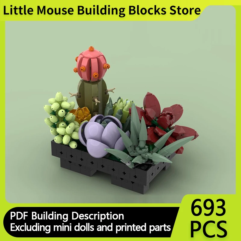 

City Street View Model MOC Building Bricks Potted Succulents Plant Modular Technology Gifts Holiday Assemble Children Toys Suit
