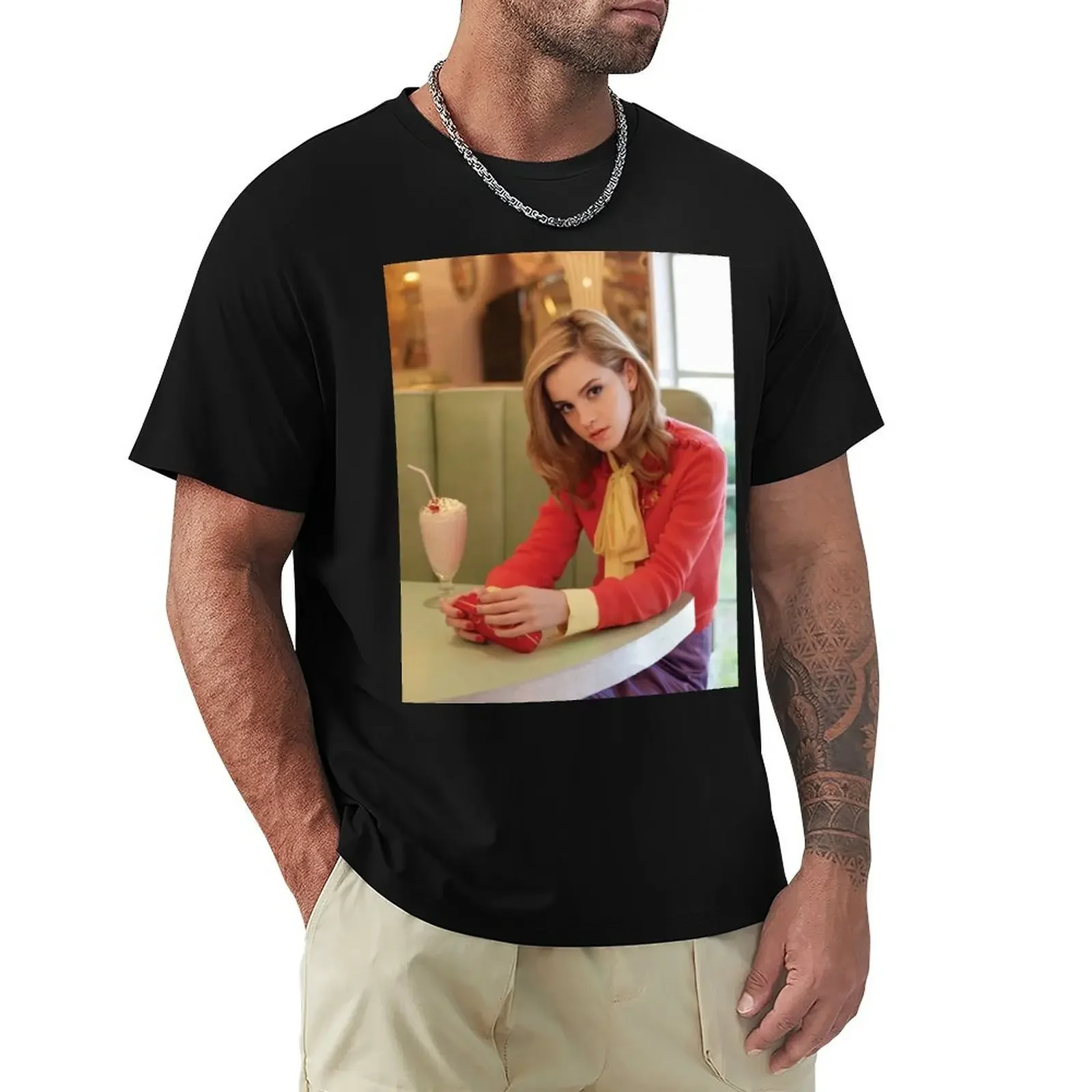 Emma Watson Milkshake Color Es T-Shirt plus size clothes plain mens t shirt graphic