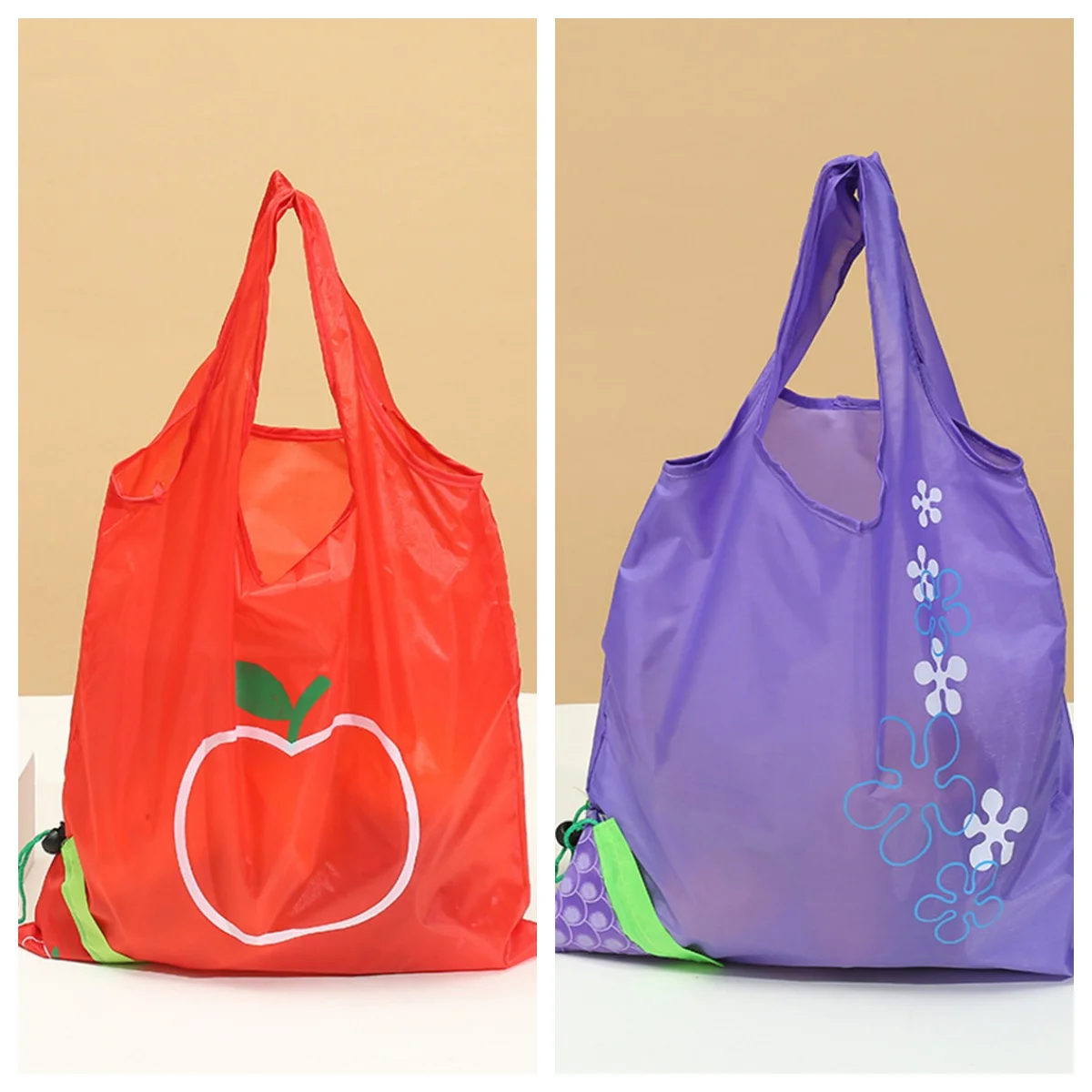 2Pc Eco Friendly Foldable Fruit Shopping Bag Reusable Shoulder Bag Women Portable Grocery Bags Storage Tote Bag Home Organizer