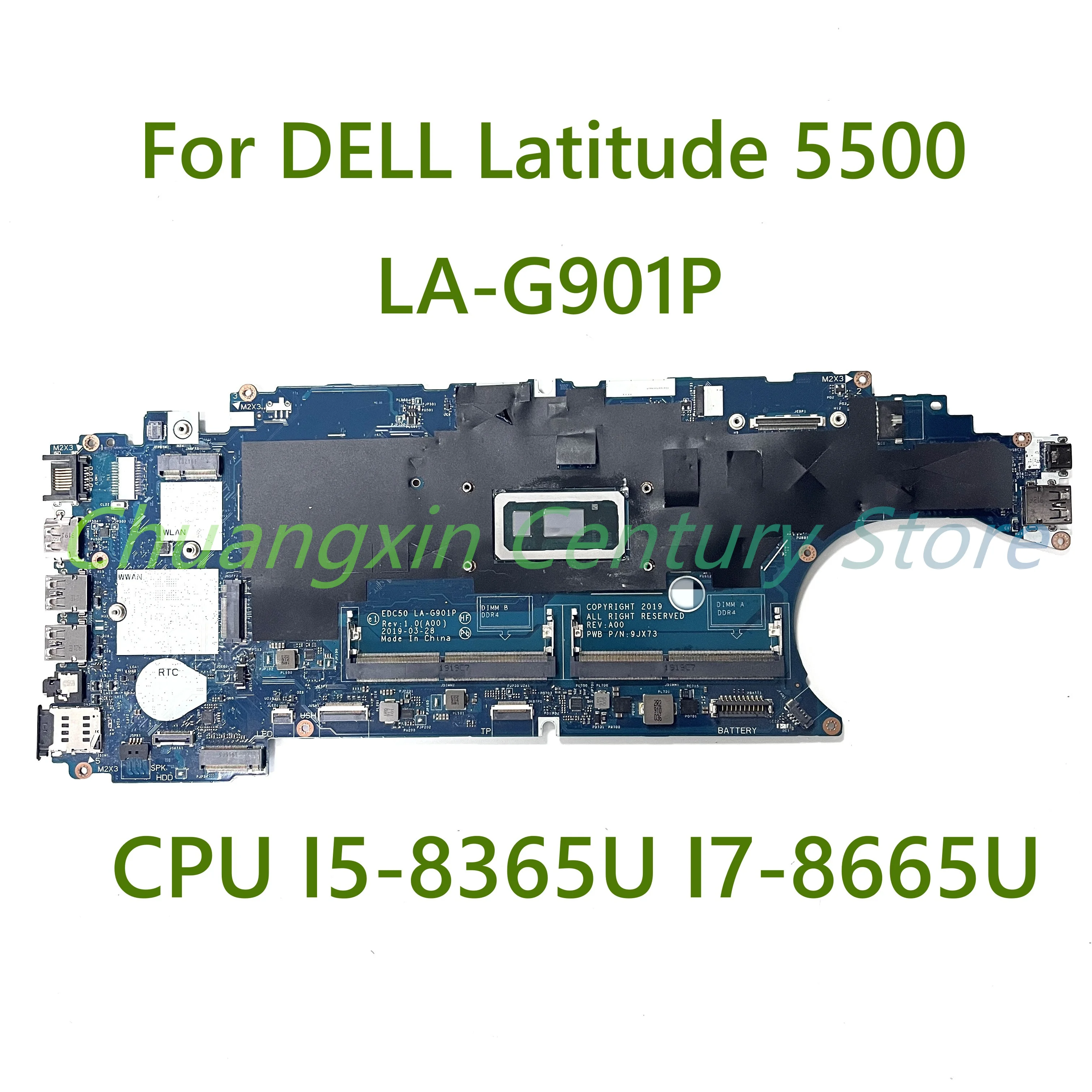 

For DELL Latitude 5500 laptop motherboard LA-G901P with CPU I3-8145U I5-8265U/8365U I7-8665U DDR4 100% Tested Fully Work