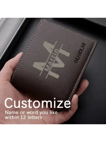 Personalized Men's Vintage Wallet - Custom Name Engraved Bifold Short Design - Gift for Dad/Husband on Birthday & Anniversary