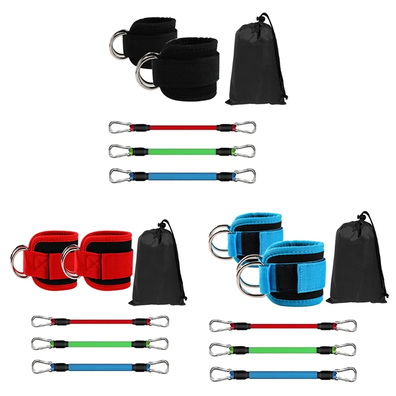 Ceinture élastique d'entraînement de tension de rebond de jambe, trois (y compris une paire de chevilles)