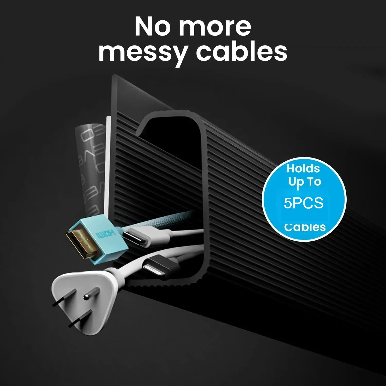 

Набор из 5 черных водонепроницаемых органайзеров для кабелей из ПВХ, аксессуары для организации проводов под столом, защита кабелей для ТВ и фоновых систем