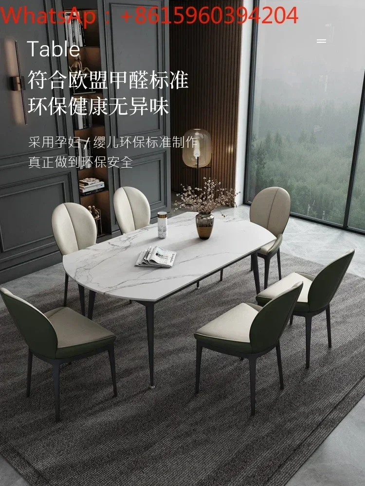 Modern Light Luxury Scratch resistant Rock Plate Dining Table Household Small Unit Nordic Style Simple Table Marble