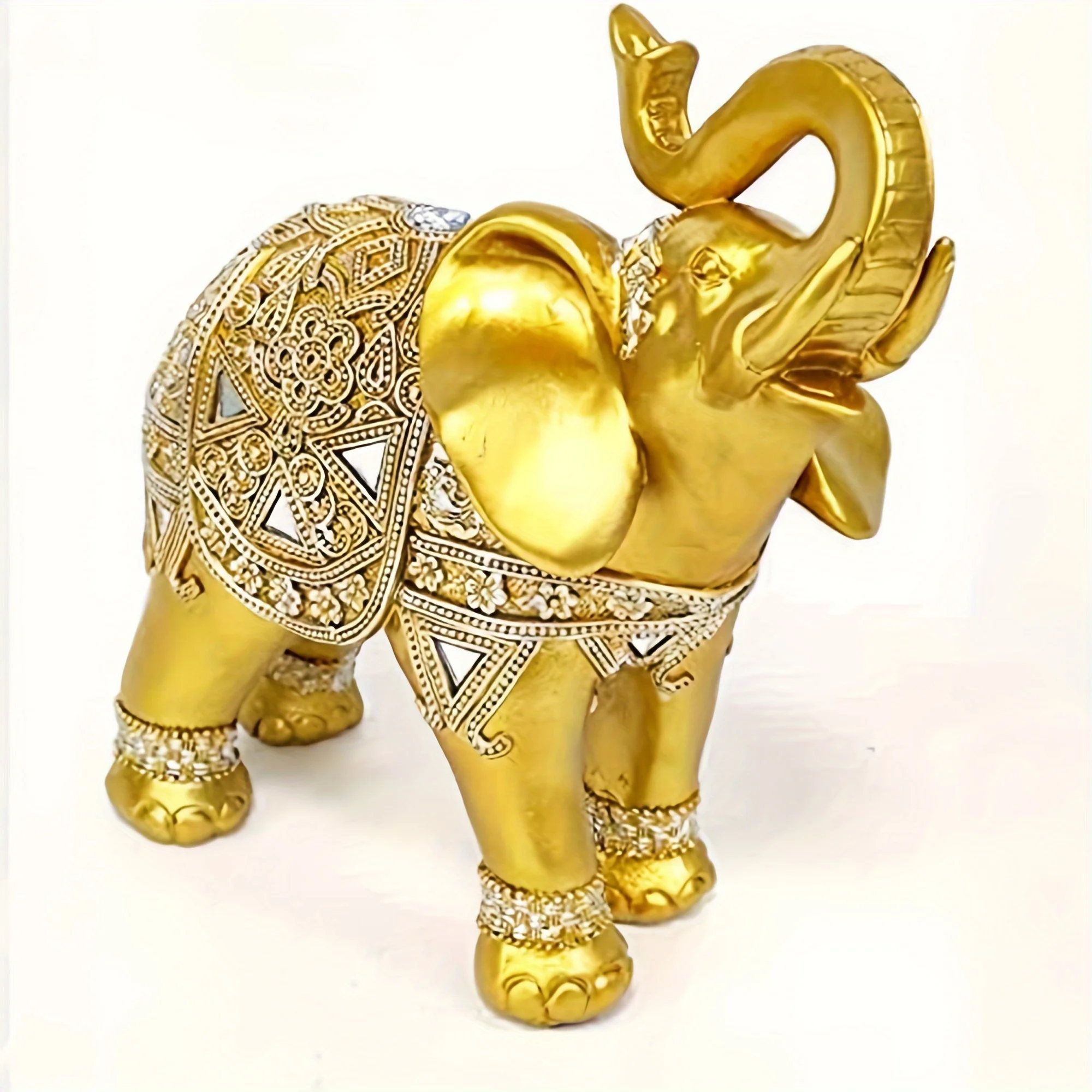 Estatua de elefante de 9 pulgadas – Diseño con trompa levantada para energía positiva, decoración para el hogar y la oficina, pieza central para la sala de estar, set de regalo para coleccionistas y entusiastas de la decoración
