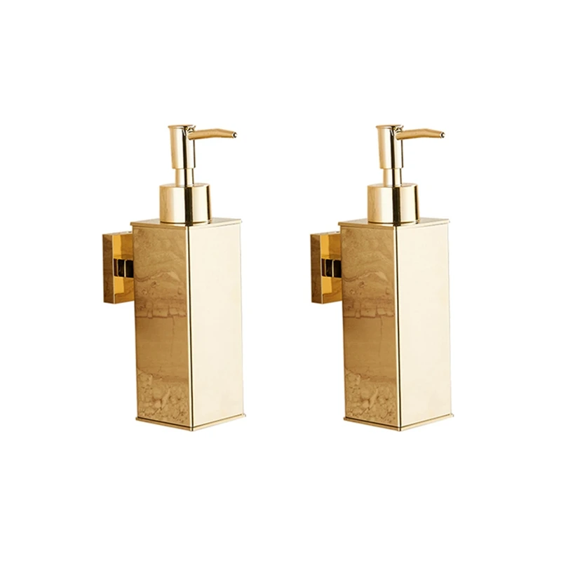 2X Liquid Soap Dispenser Bathroom Wall Mounted Gold Shower Gel Detergent Shampoo Bottle For Kitchen Hotel Home