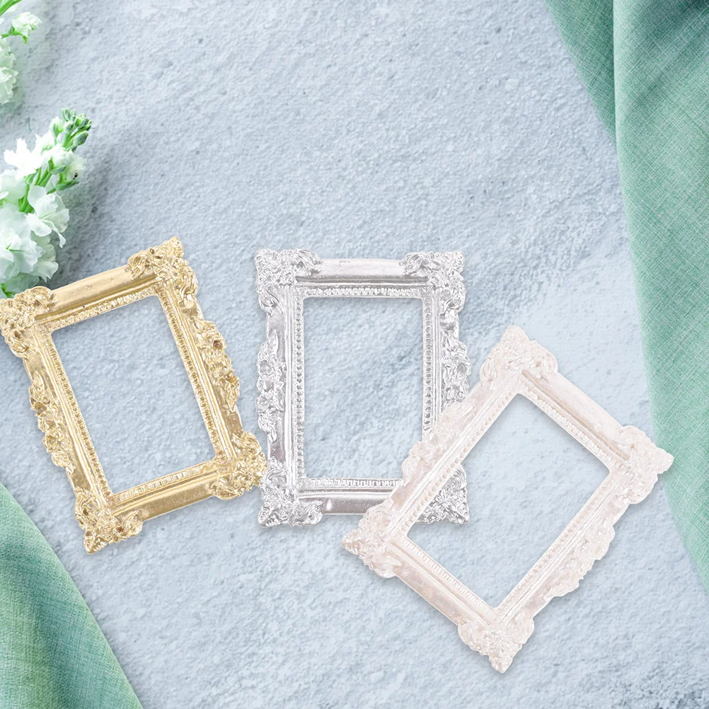 6 Pcs Photo Frame Ornaments Miniature Picture Frames Fall Decor for Kitchen Nail Vintage Resin Props Decoration Father Gli