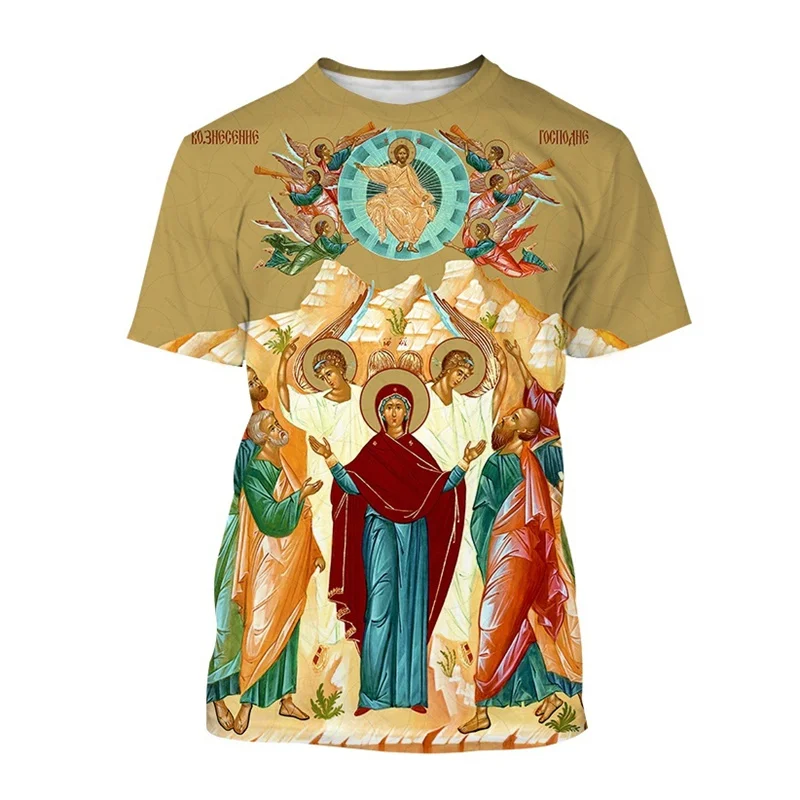 Jesus Love Everyone Christian 3D Printing T-shirt Personality Virgin Mary God Bless You Tees Casual Short-sleeved Unisex T Shirt